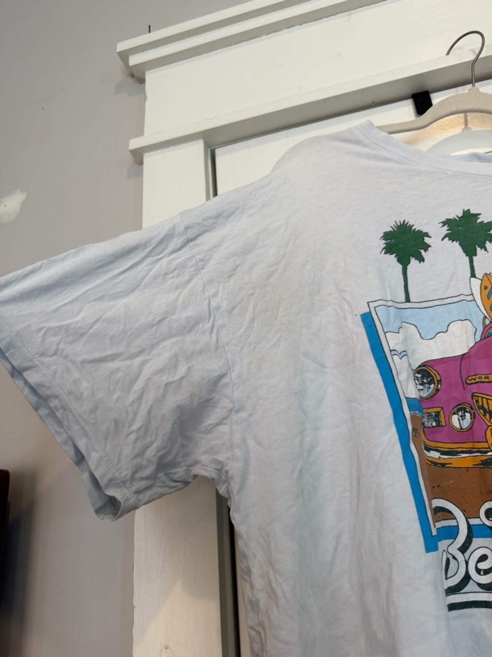 Daydreamer White Graphic Tee with Green Palm Trees - Picture 3 of 6